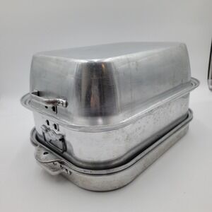 Vintage Wear-Ever Aluminum Roaster Pan Set 4pc 818 918 Turkey Broiler Trays